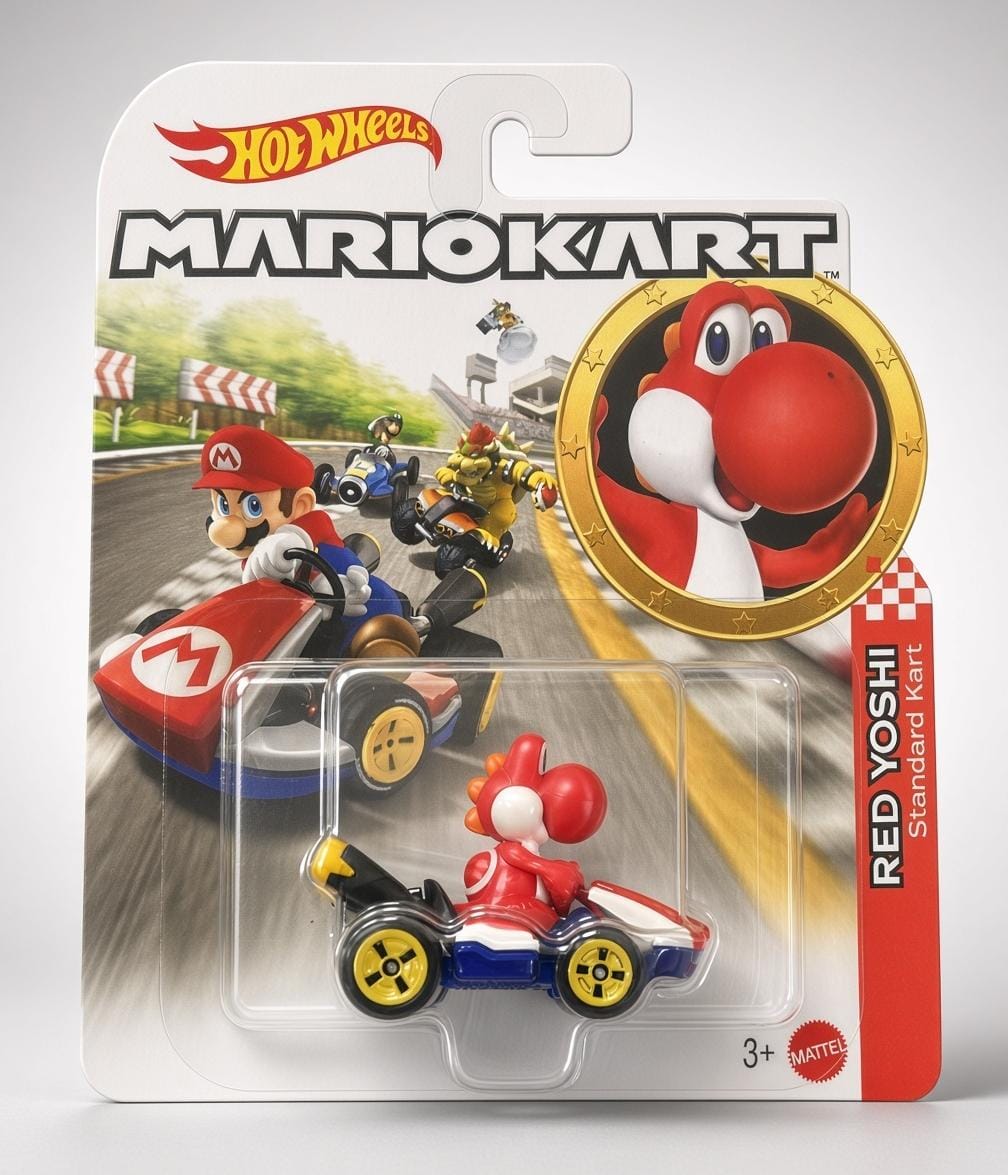Hotwheels Mariokart Red Yoshi Standard Kart