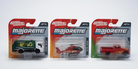 Majorette Die-Cast Collection: Utility Trucks, Rescue Helicopter & Classic Pickup Power