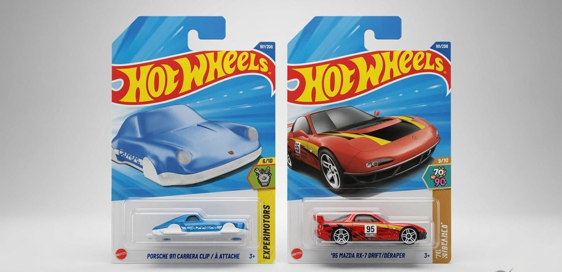 hotwheels 2025 New Releases: Porsche 911 Carrera Clip & Mazda RX-7 Drift