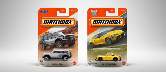 Matchbox 2021 Ford Bronco and 2023 Toyota GR Supra Off-Road SUV Meets Modern Sports Performance