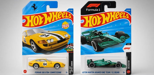 Hotwheels Ferrari 365 GTB4 Competizione & Aston Martin Aramco F1: A Perfect Blend of Racing Heritage and Modern Motorsport