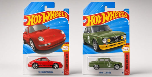 HotWheels 2026 Then and Now & Cool Classics: Porsche Carrera and Alfa Romeo Giulia