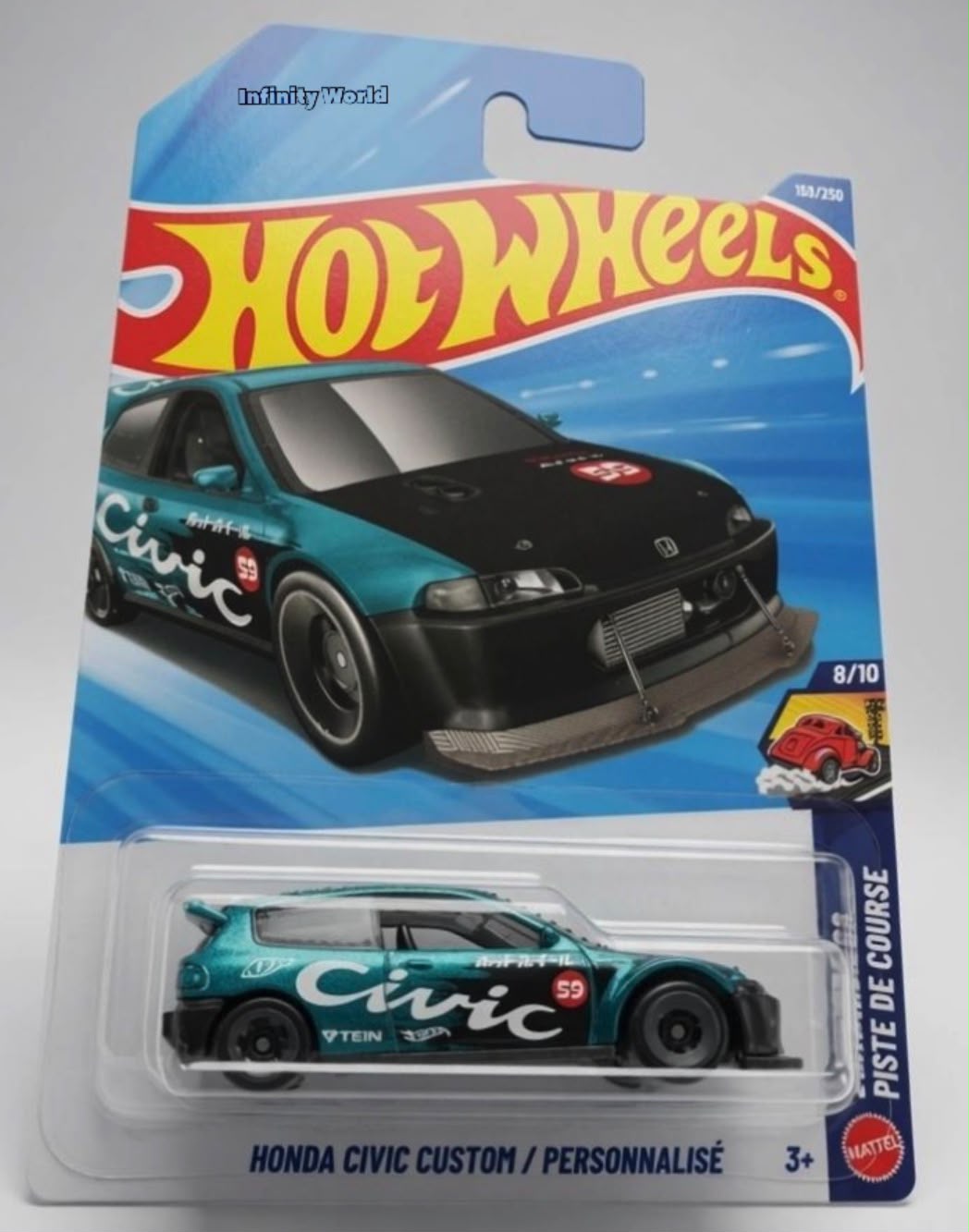 Hotwheels Honda Civic Custom / Personnalise Drag Racers Piste De Course