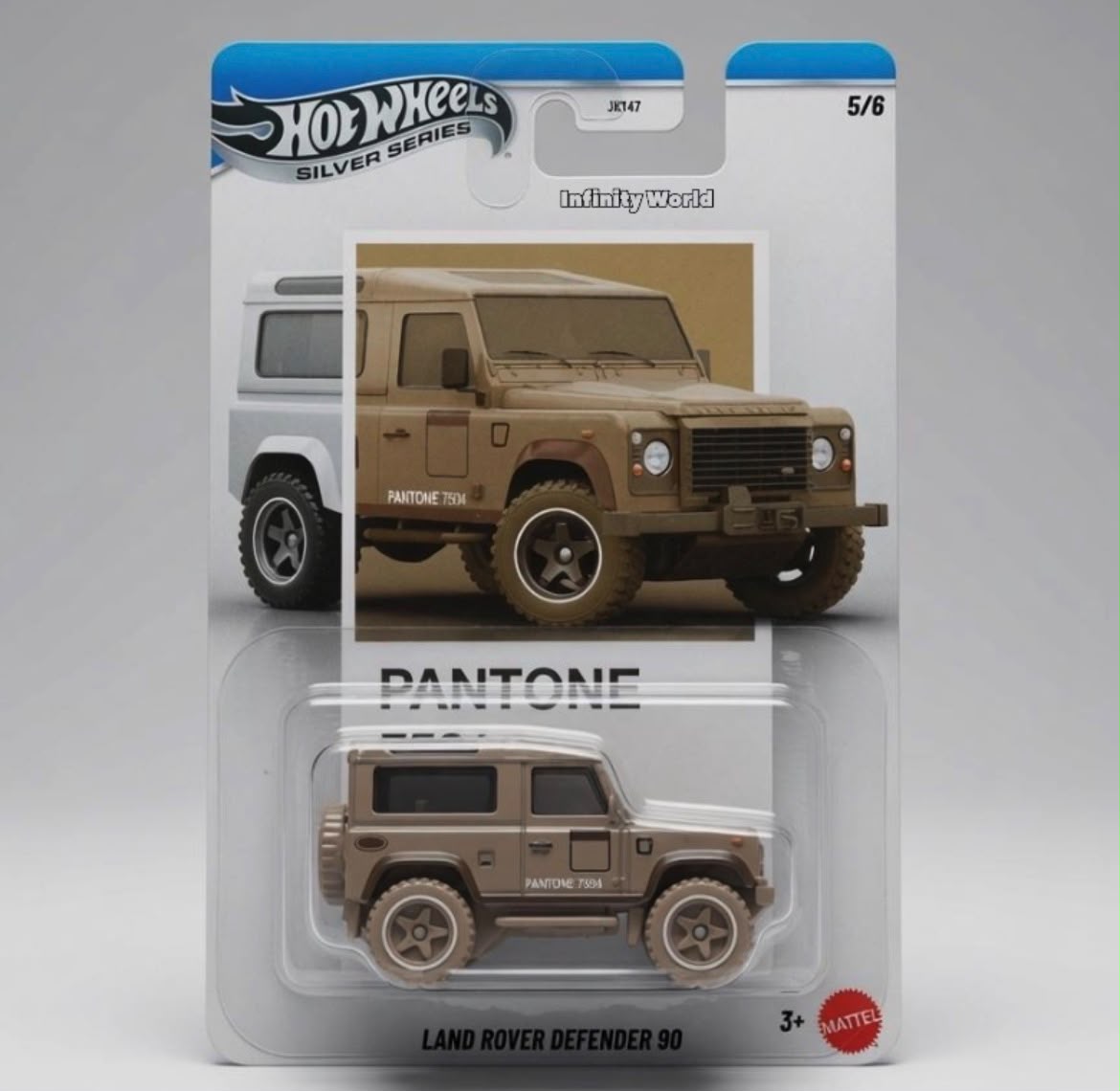 Hotwheels Silver Series Pantone 7504 Land Rover Defender 90