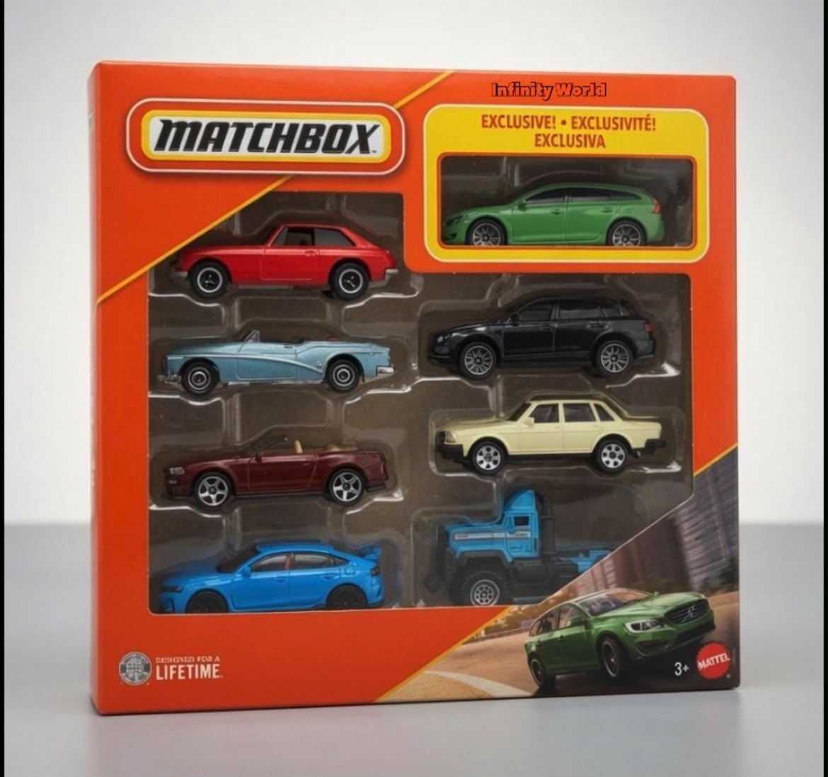 Matchbox 1971 Mgb Gt Coupe/Coupe, 1953 Buick Skylark Convertible Decapotable, 2018 Ford Mustang Convertible/ Decapotable,2024 HondaCivic Type R,2016Volvo V60 Wagon, 2018 Bentley Bentayga 1986 Volvo 240,Torque Titan