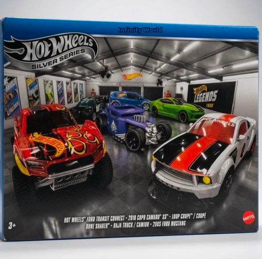 Hot Wheels Silver Series Garage Collection Box Set – Ford Mustang, Camaro SS & Baja Truck Die-Cast Cars