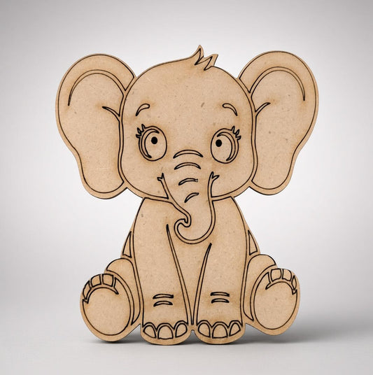 Cute Baby Elephant MDF Wooden Cutout