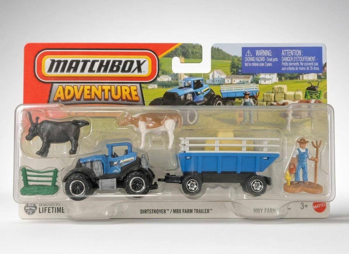Matchbox Advnture Pack Dirtstroyer / Mbx Farm Trailer