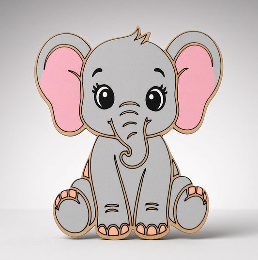 Cute Baby Elephant MDF Wooden Cutout